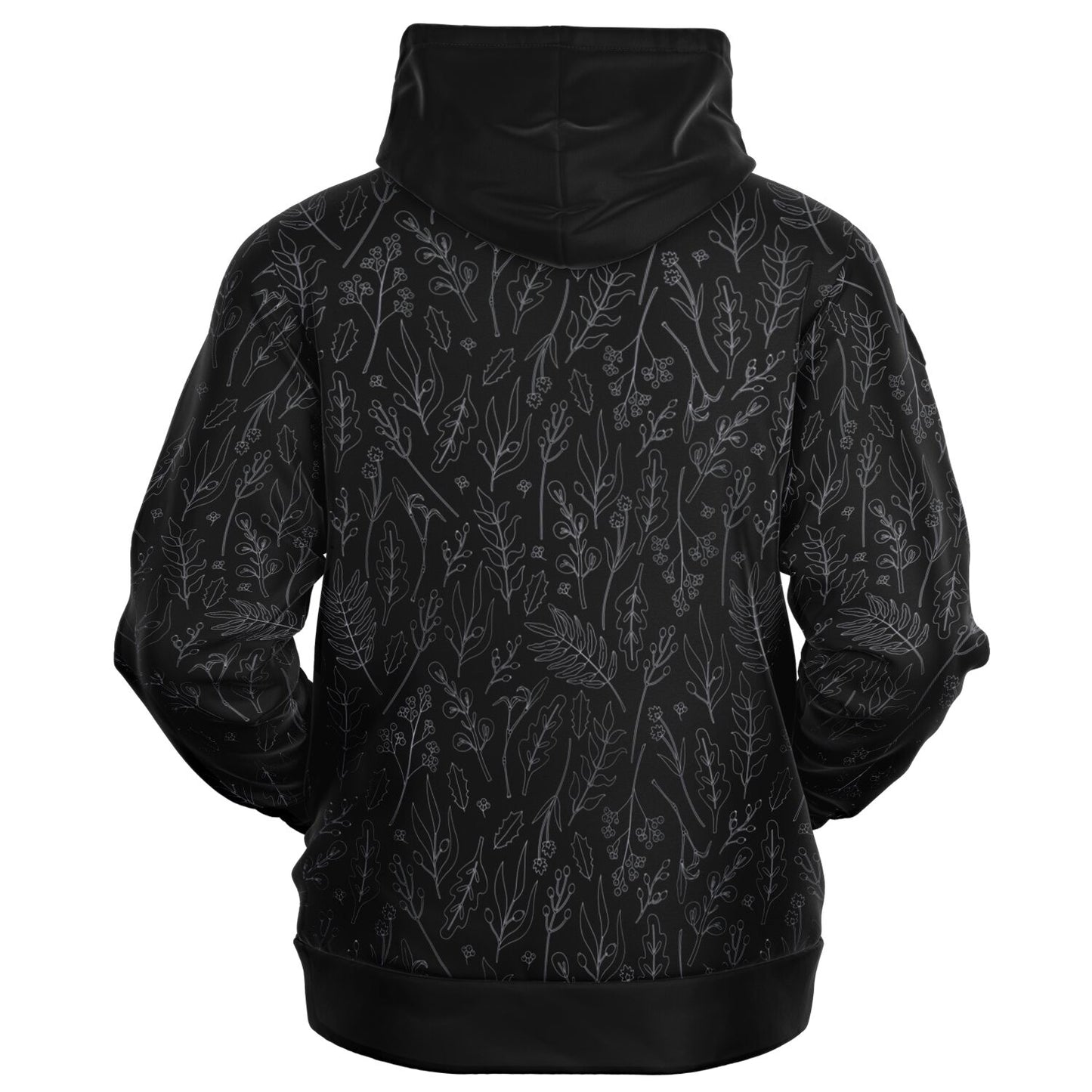 Black-Silver Leaves ZIp Hoodie - black