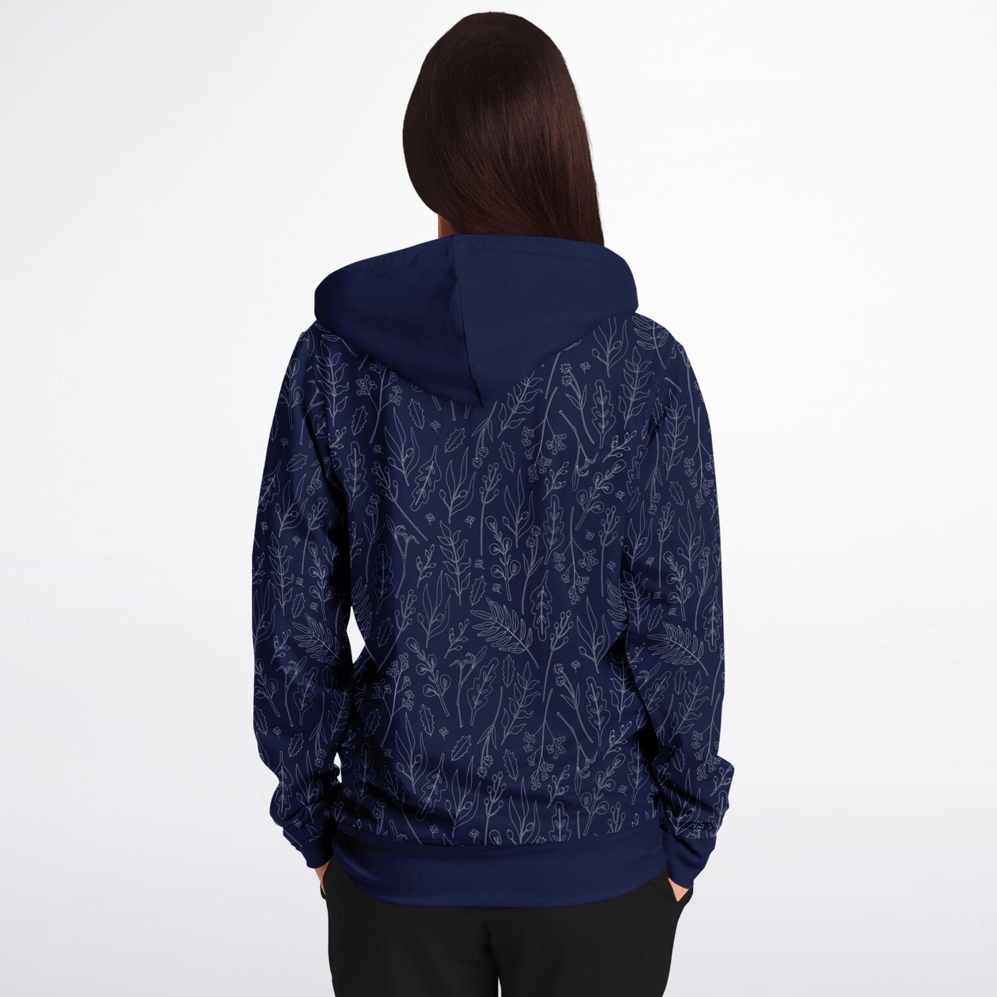 Blue Silver leaves Zip Hoodie Unisex