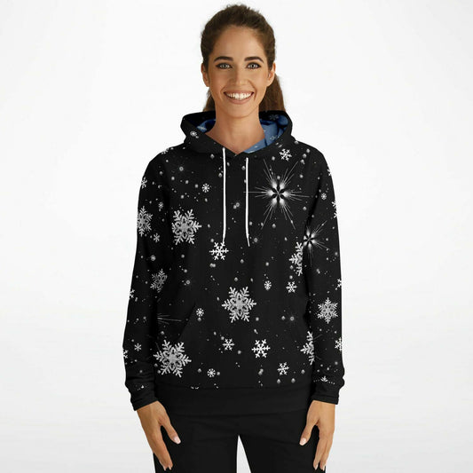 Black Snowflakes Hoodie Unisex (W)