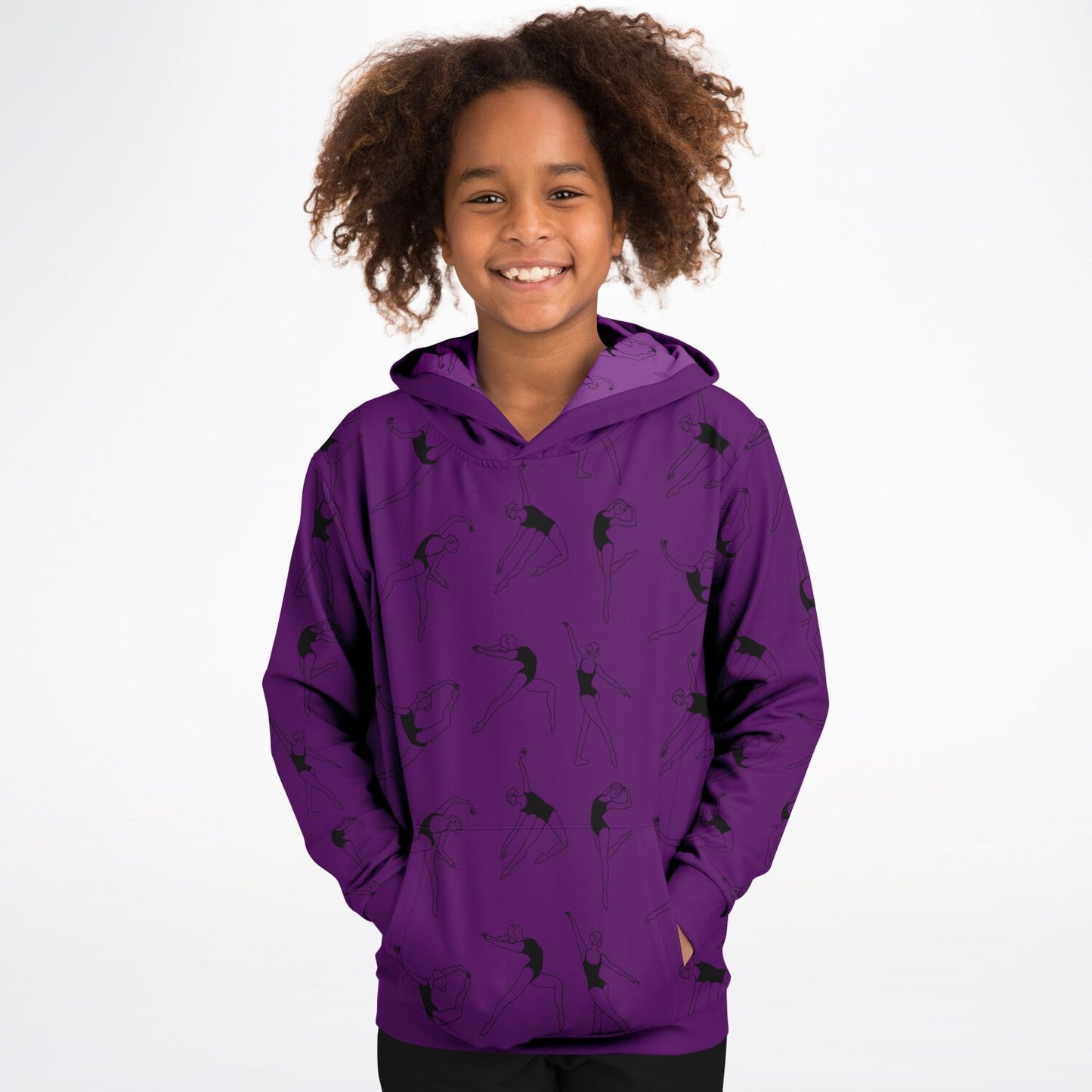 Purple Gymnastics 3 Kids Hoodie