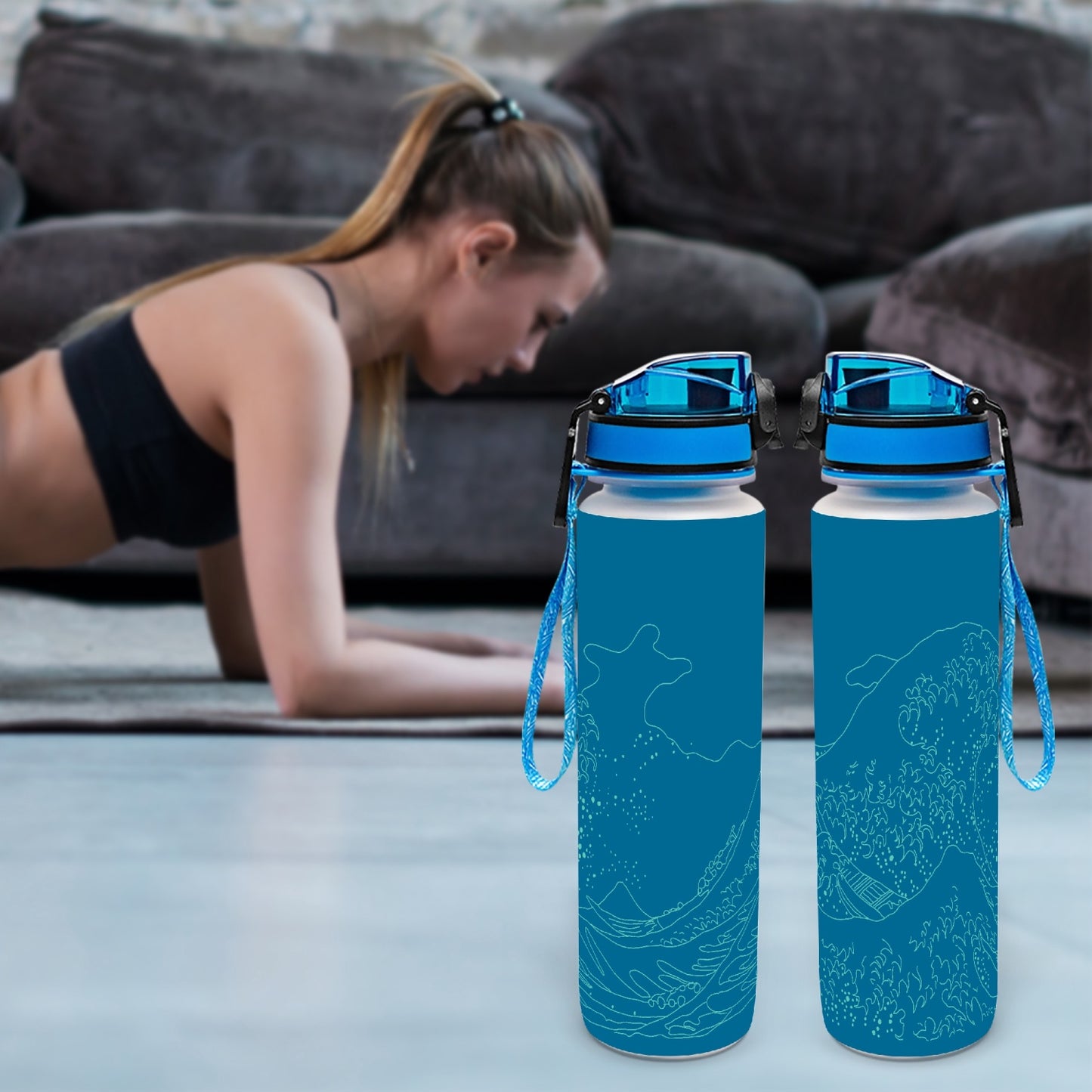 32oz Blue Wave Water Tracker Bottle