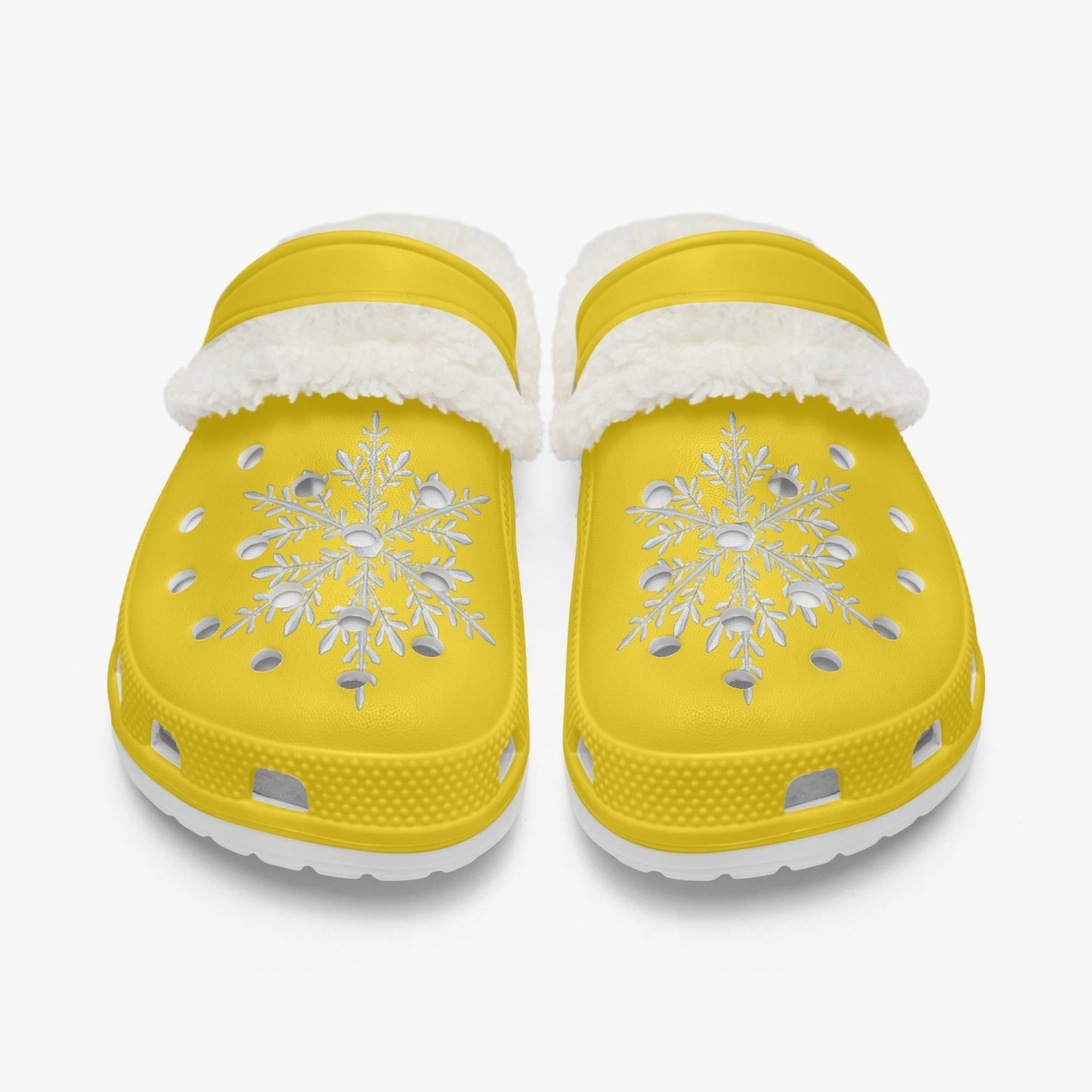 Yellow Snowflakes Lined  Clogs (Big Kids to Adult Sizes)