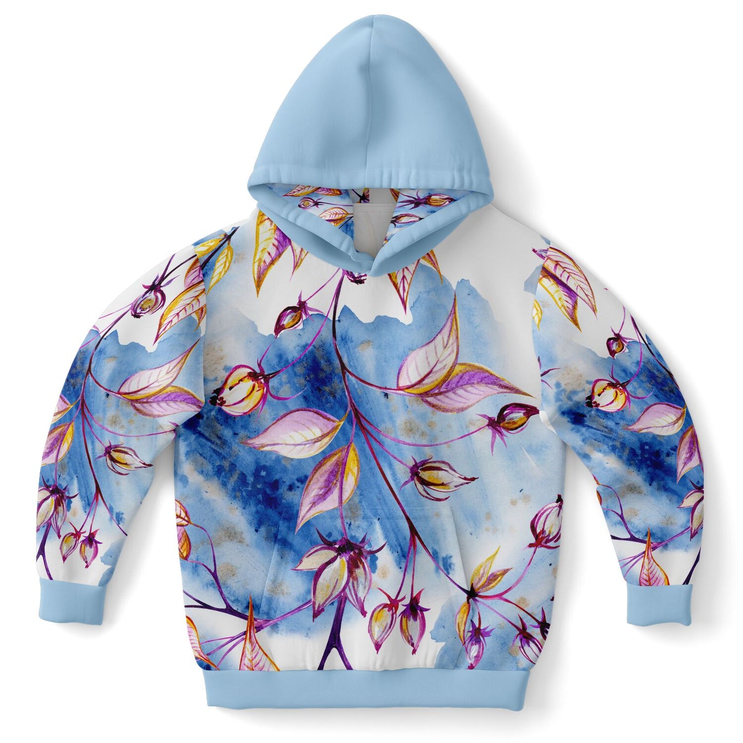 Bright Blue Leaves Kids Hoodie