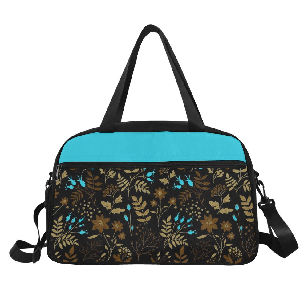 Dark Brown/Blue Berries Fitness Handbag (Model 1671)