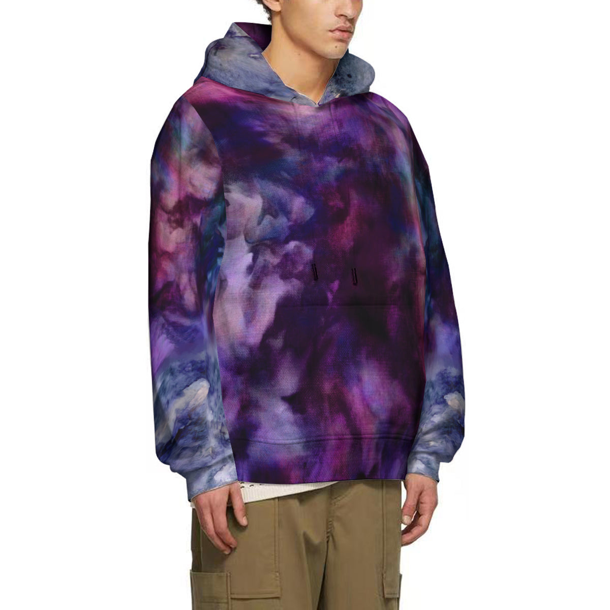 Marble Cotton Hoodie - purple/grey