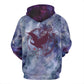 Marble Cotton Hoodie - grey/purple -dark red crane