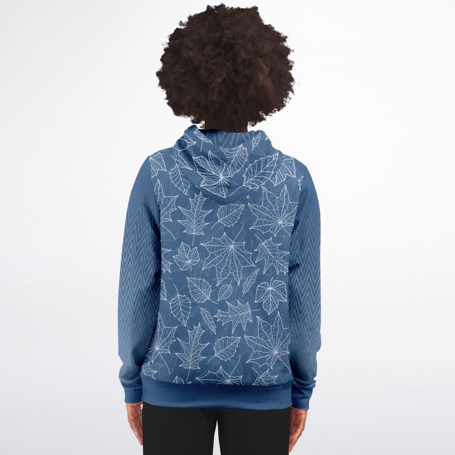 Blue Leaves Zip Hoodie Unisex
