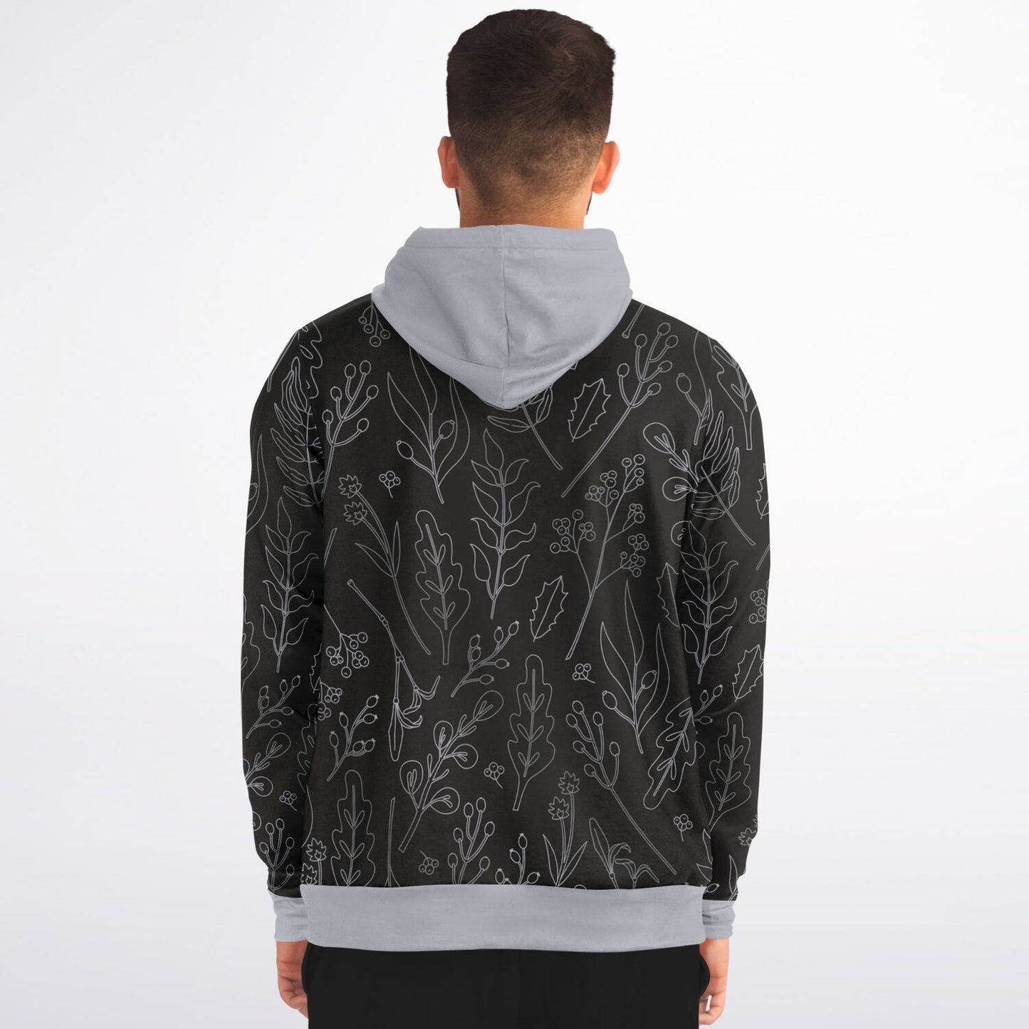 Black-Silver Zip Hoodie Unisex - silver hood