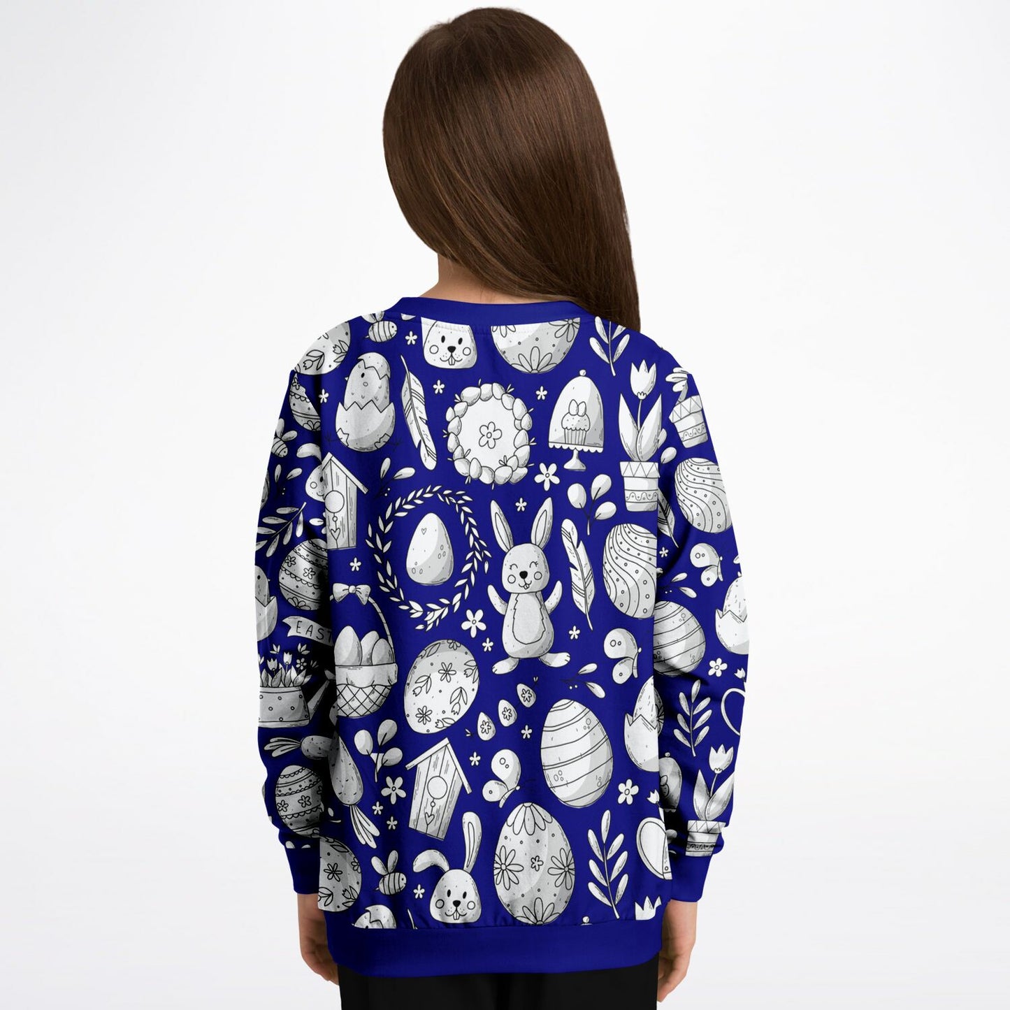 Easter Dark Blue Poly Kids Sweatshirt