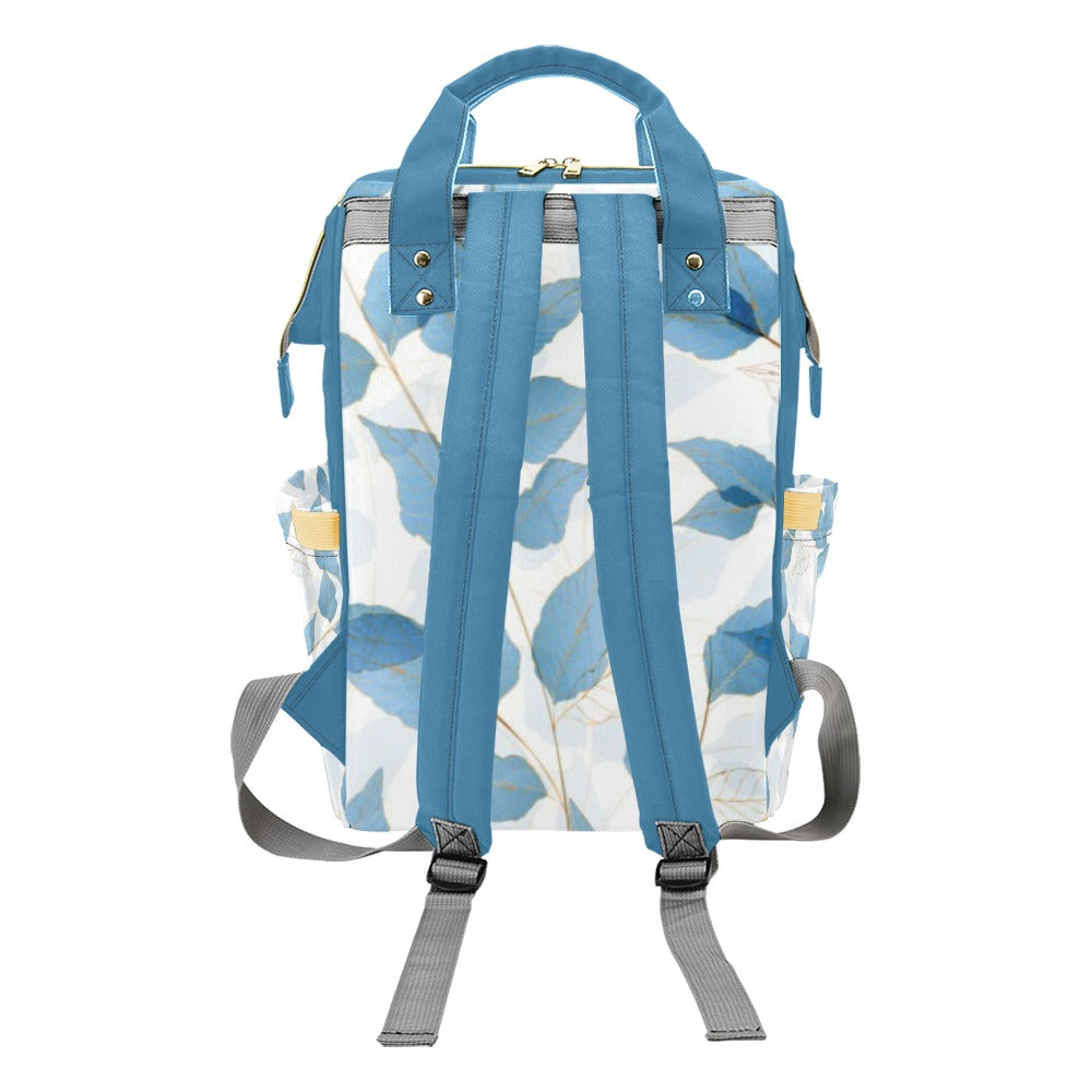 Blue Leaves Multipurpose Backpack/Diaper Bag