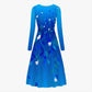 Blue Flowers Women's Long Sleeve Dress
