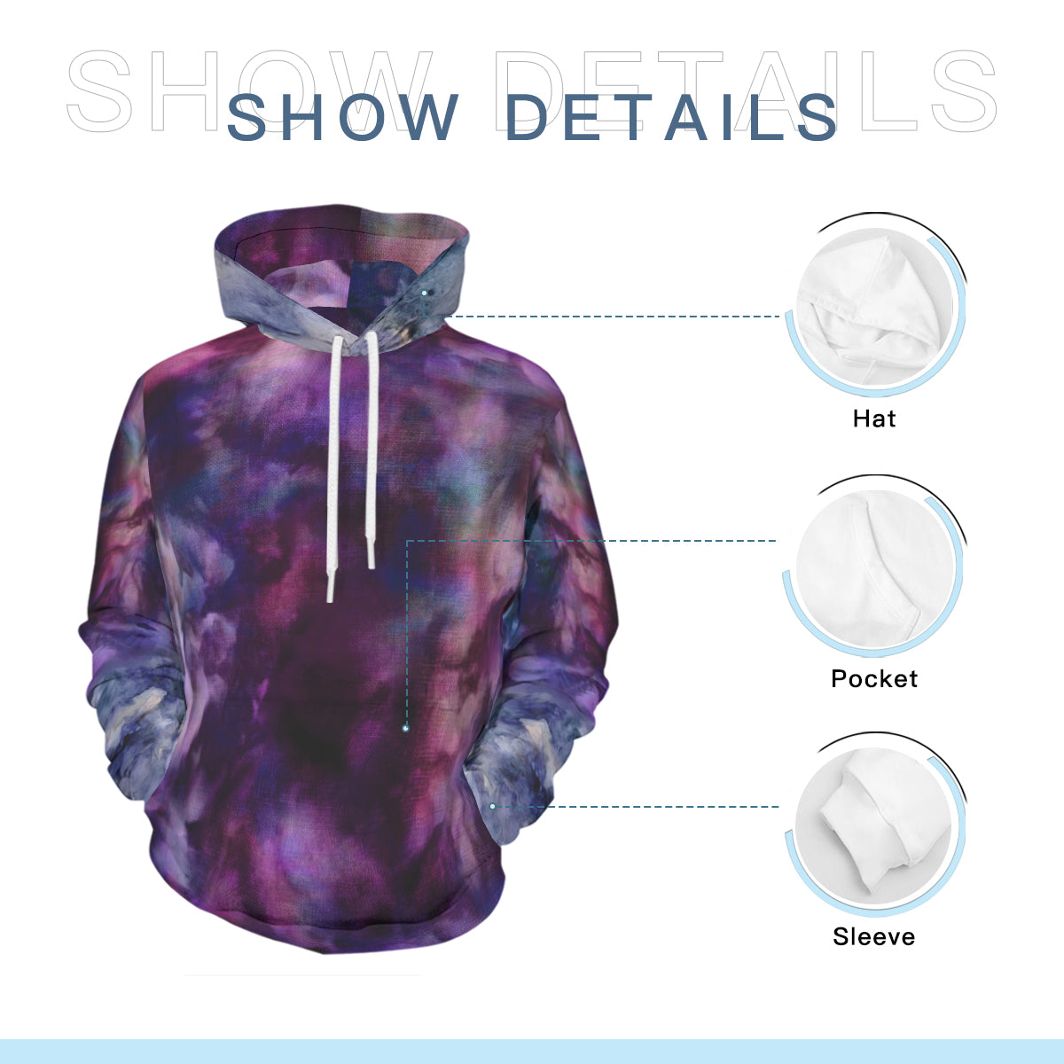 Marble Cotton Hoodie - purple/grey