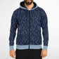 Blue Silver leaves Zip Hoodie - light blue hood