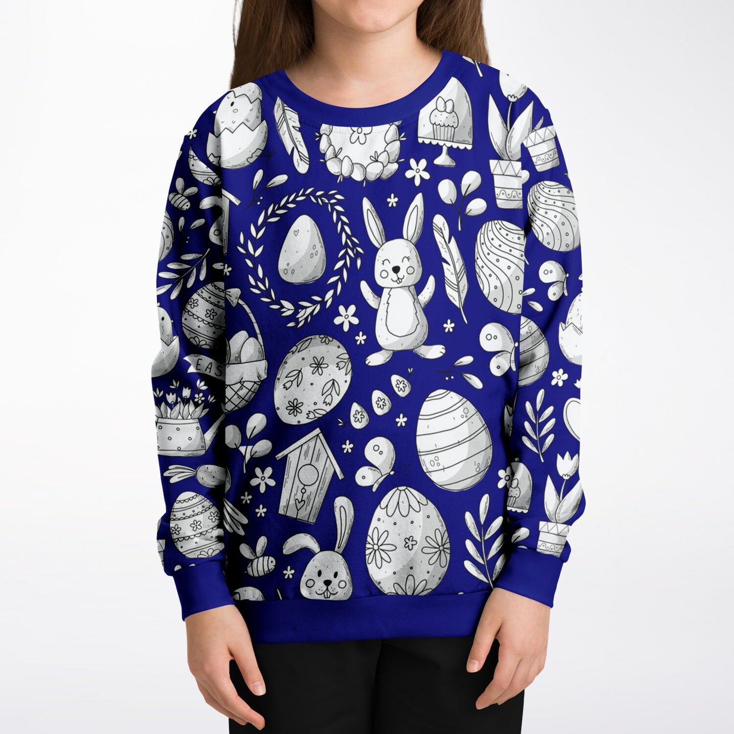 Easter Dark Blue Poly Kids Sweatshirt