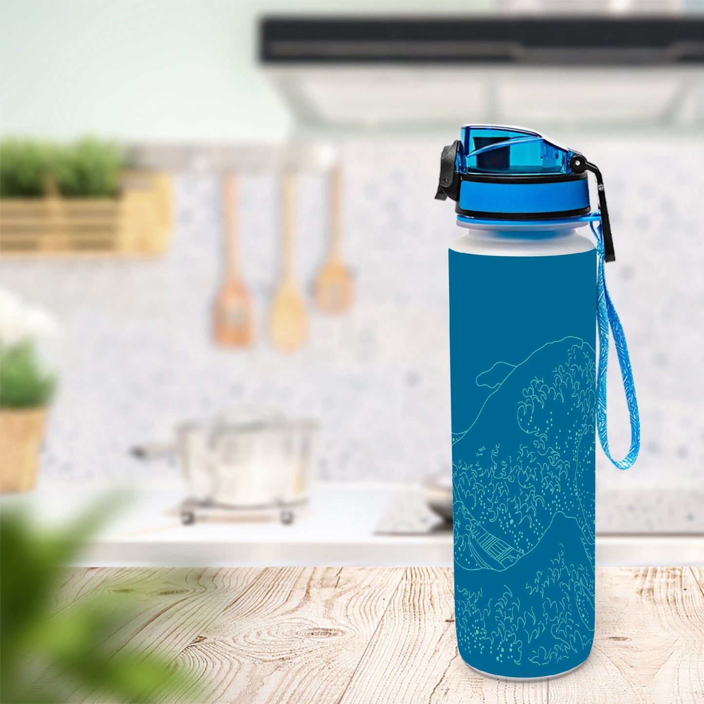 32oz Blue Wave Water Tracker Bottle