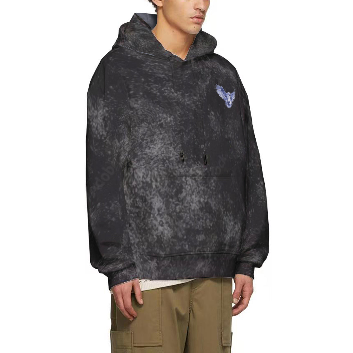 Grey dyed Cotton Hoodie