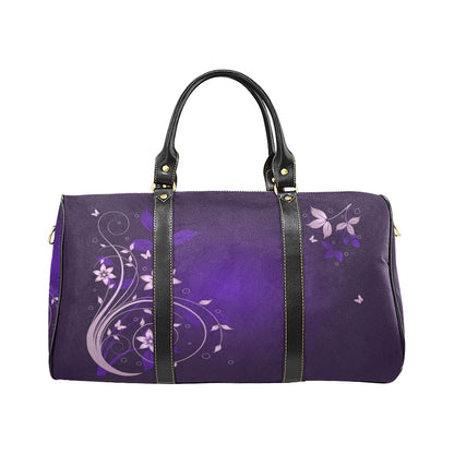 Purple Flower Swirl Waterproof Travel Bag (Large)