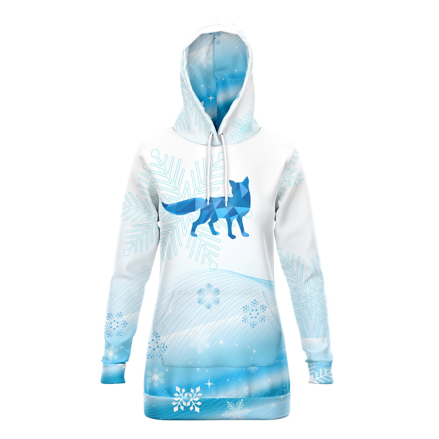 Blue Winter Fox Women's Long Hoodie