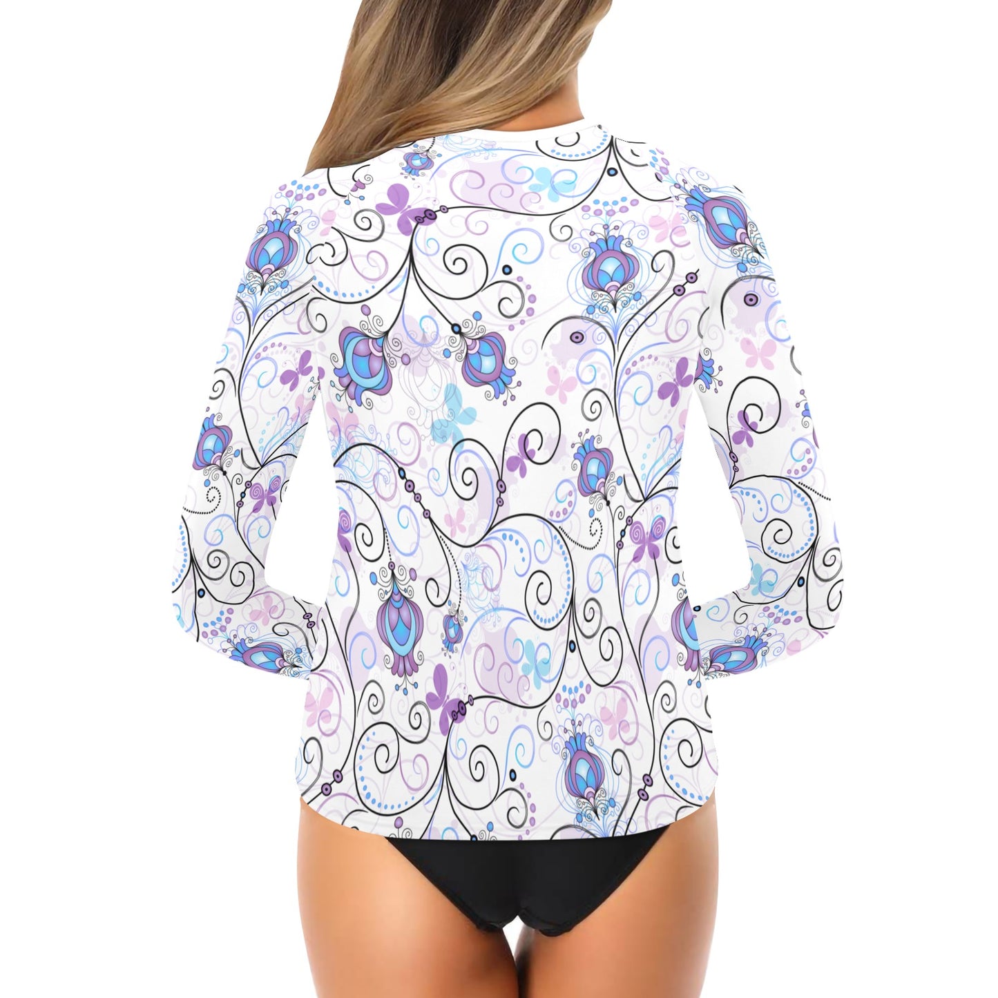 Purple Flowers Women's Swim Shirt