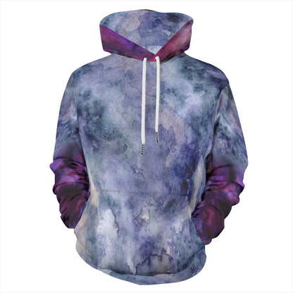 Marble Cotton Hoodie - grey/purple