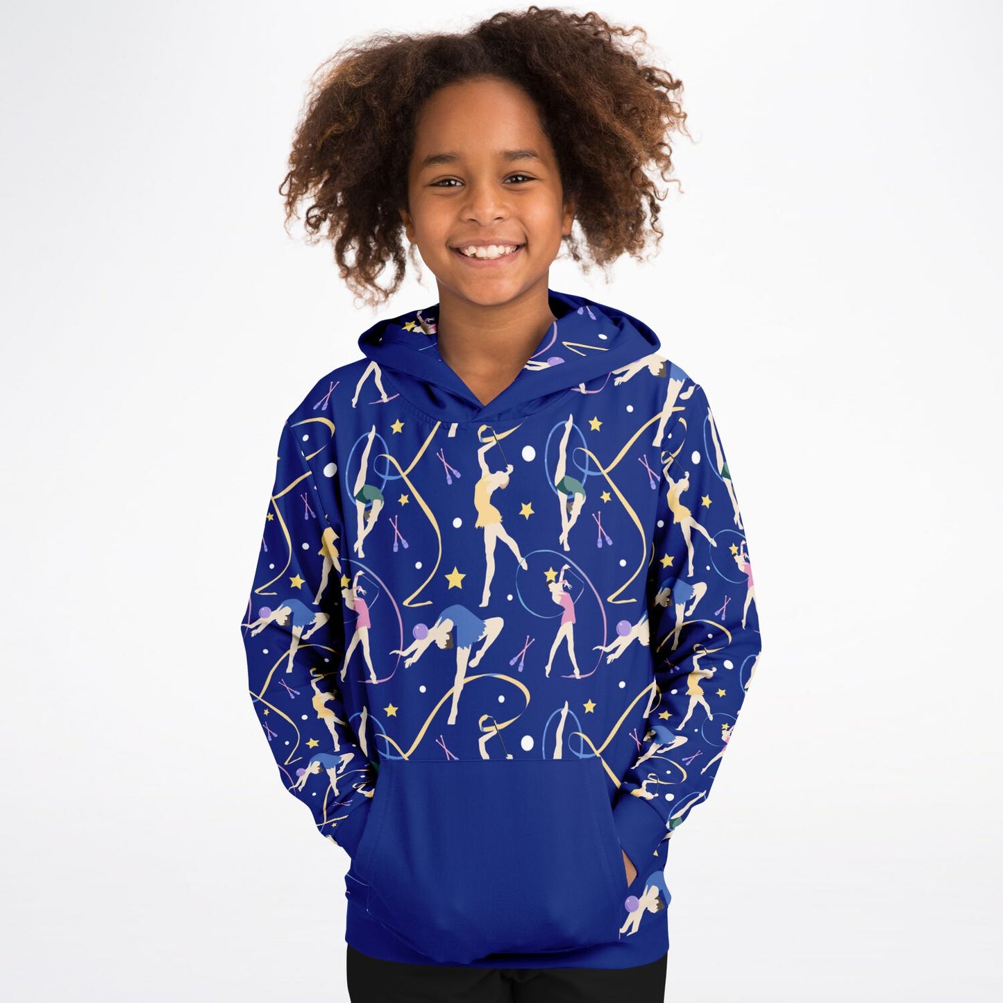 Blue Gymnastics Girl Kids Hoodie