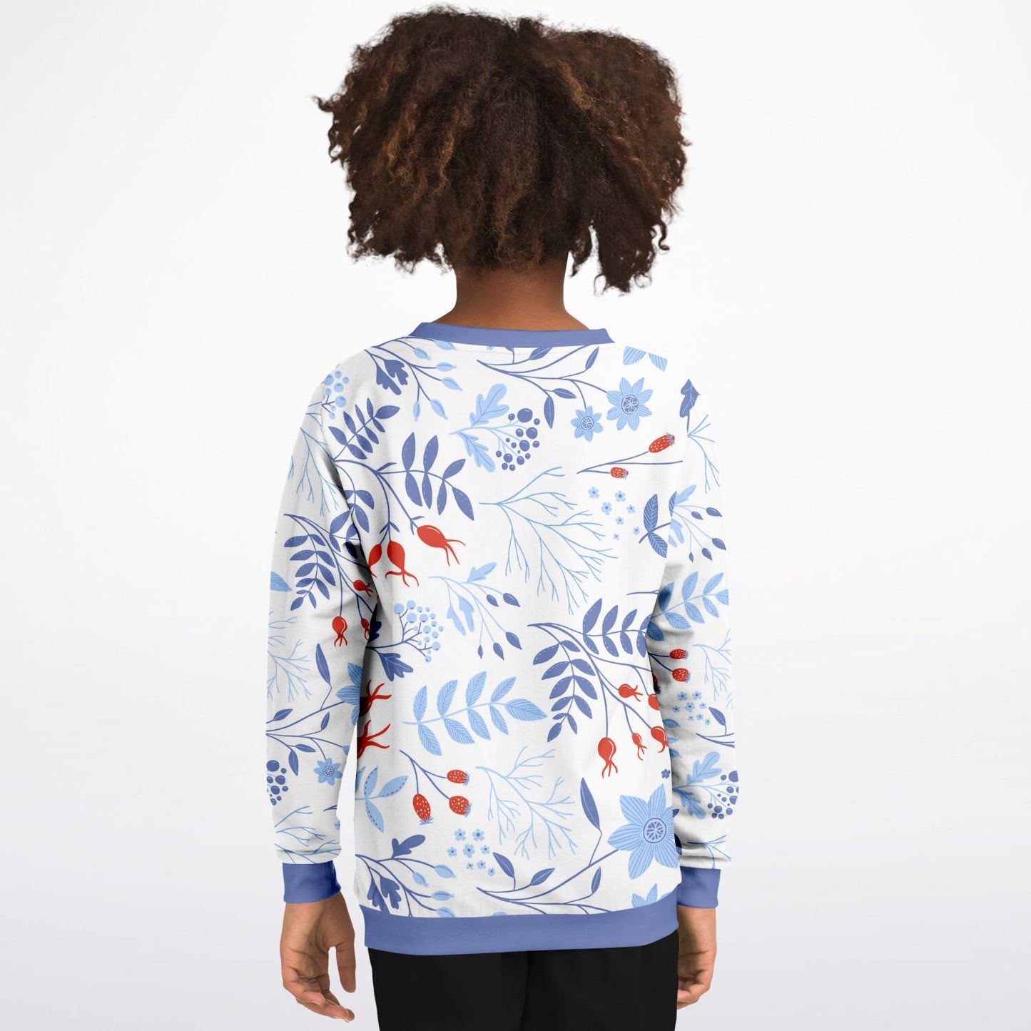 Autumn Blue Flowers Kids Sweatshirt