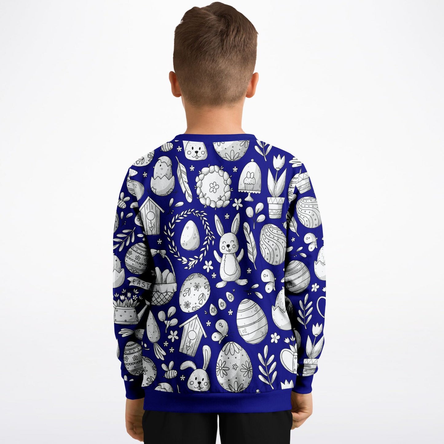 Easter Dark Blue Poly Kids Sweatshirt
