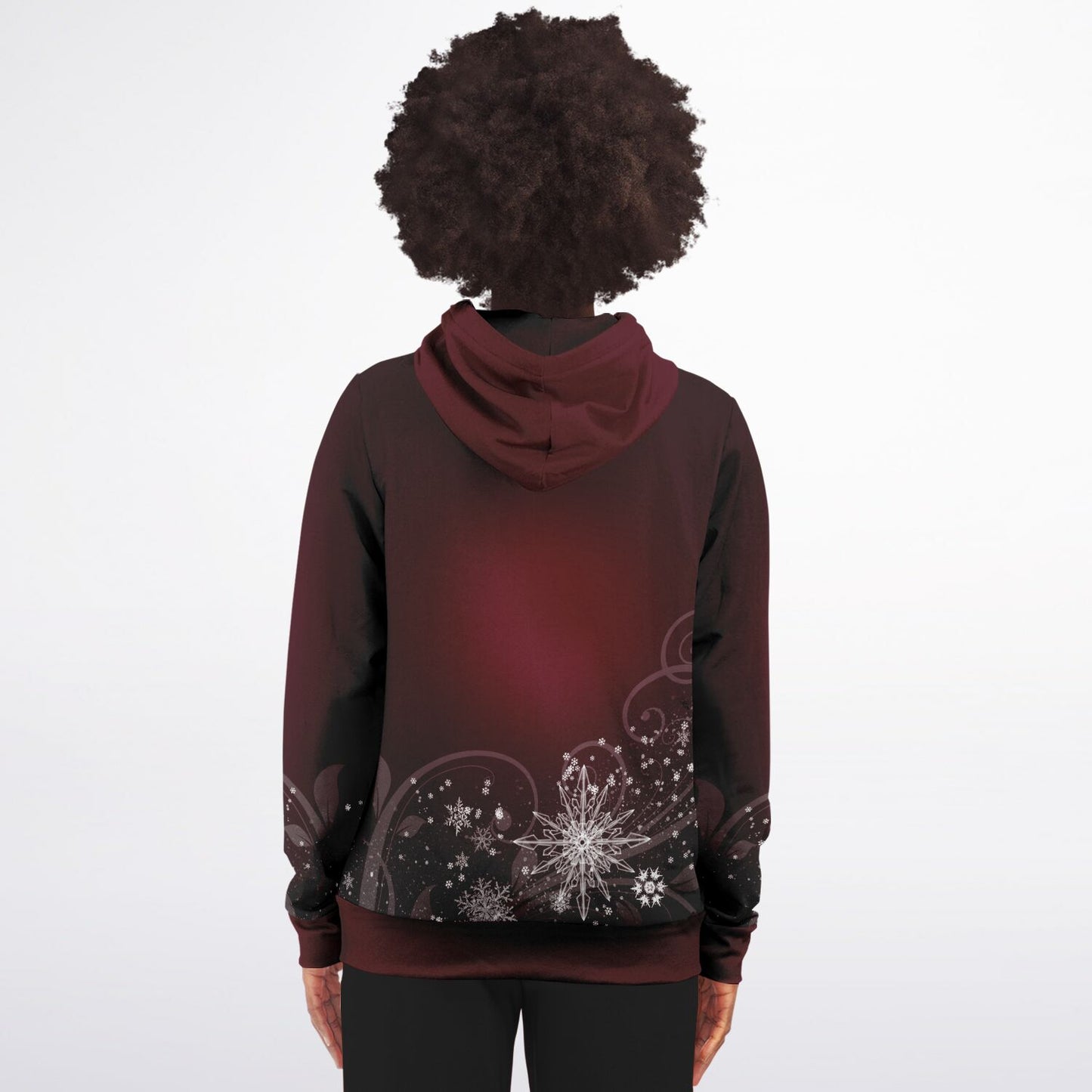 Dark Red Snowflake Zip Hoodie -ghost