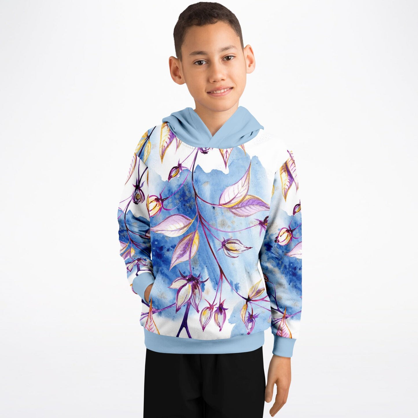 Blue Leaves Bright Kids Hoodie
