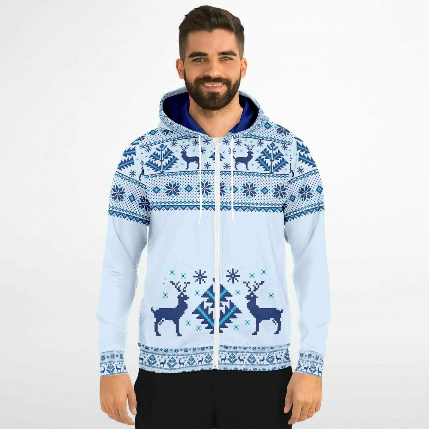 Deer Pattern Zip Hoodie Unisex