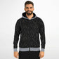 Black-Silver Leaves Zip Hoodie Unisex - silver hood 2
