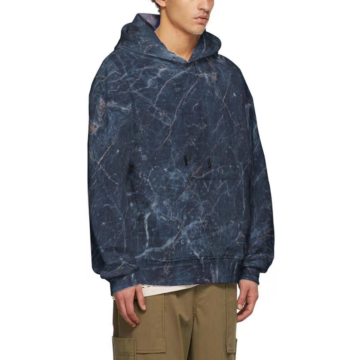 Marble Cotton Hoodie - grey