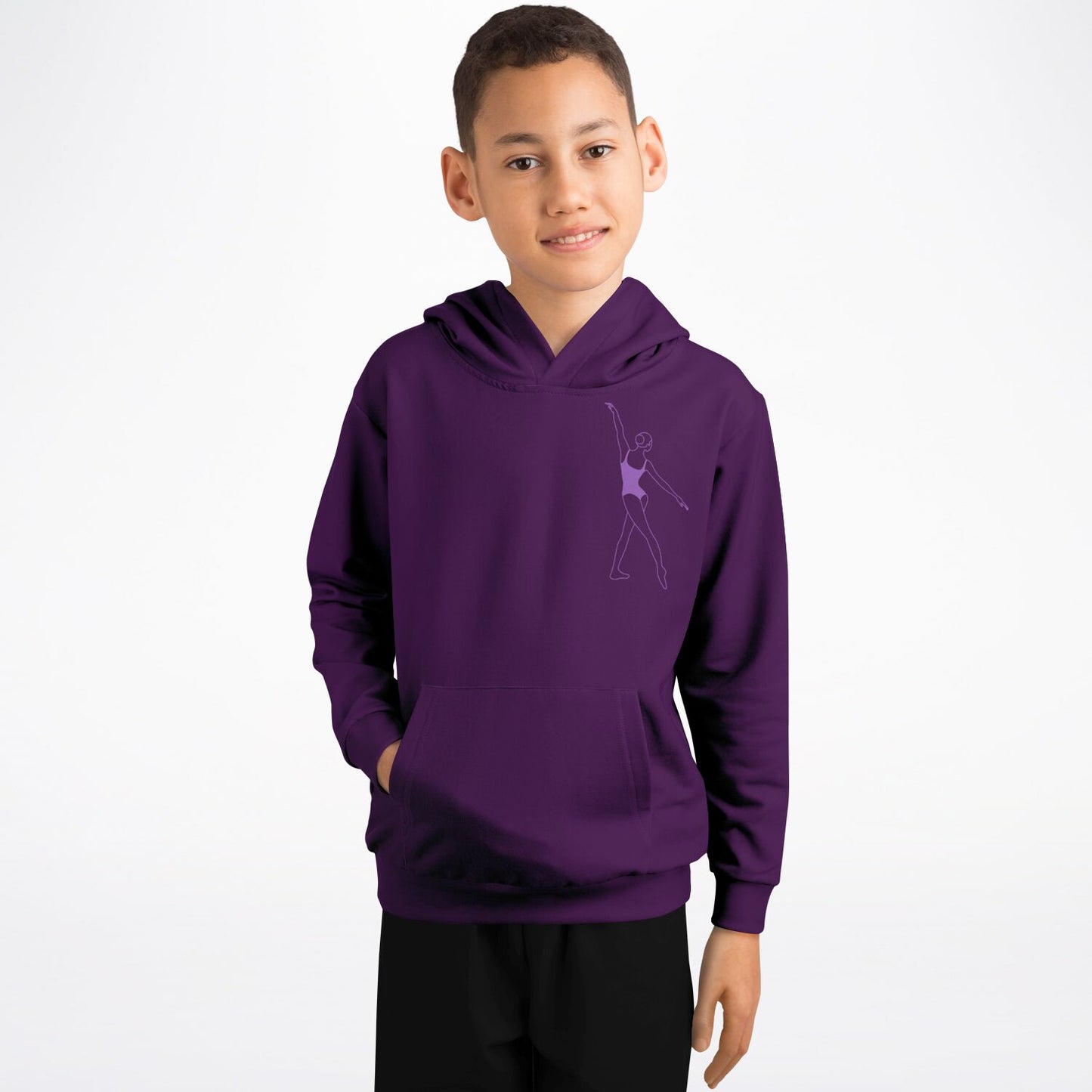 Purple Gymnast Girl Kids Hoodie