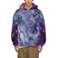 Marble Cotton Hoodie - grey/purple -dark red crane