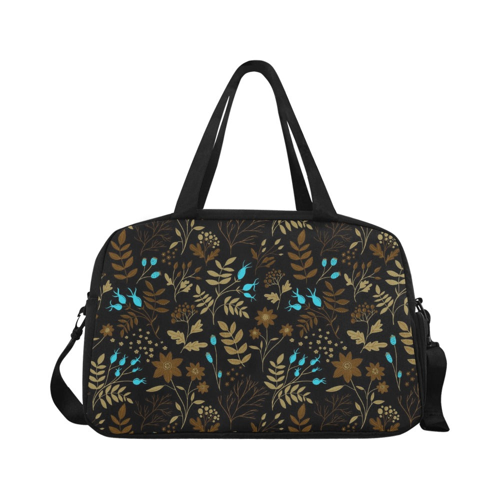 Dark Brown/Blue Berries Fitness Handbag (Model 1671)