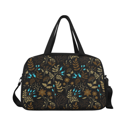 Dark Brown/Blue Berries Fitness Handbag (Model 1671)