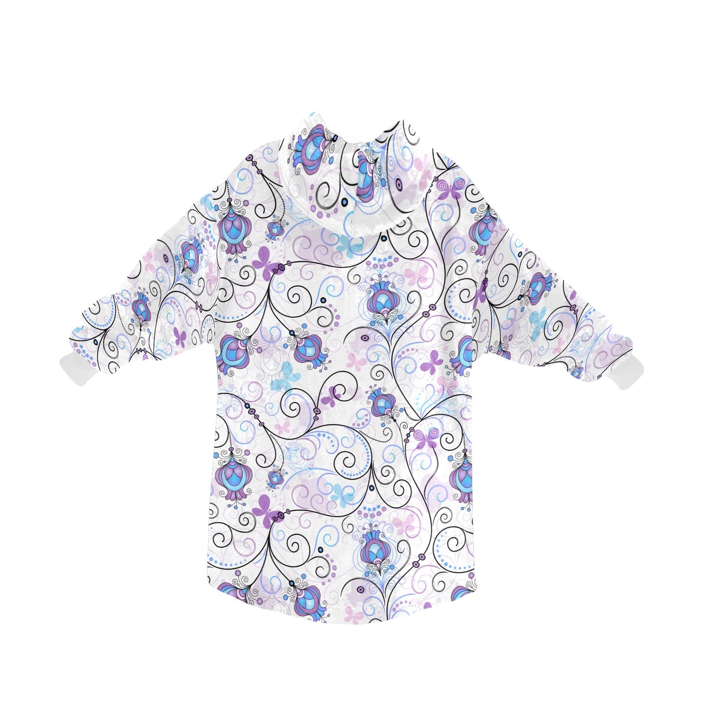 PurpleFlowers1-large Blanket Hoodie for Women