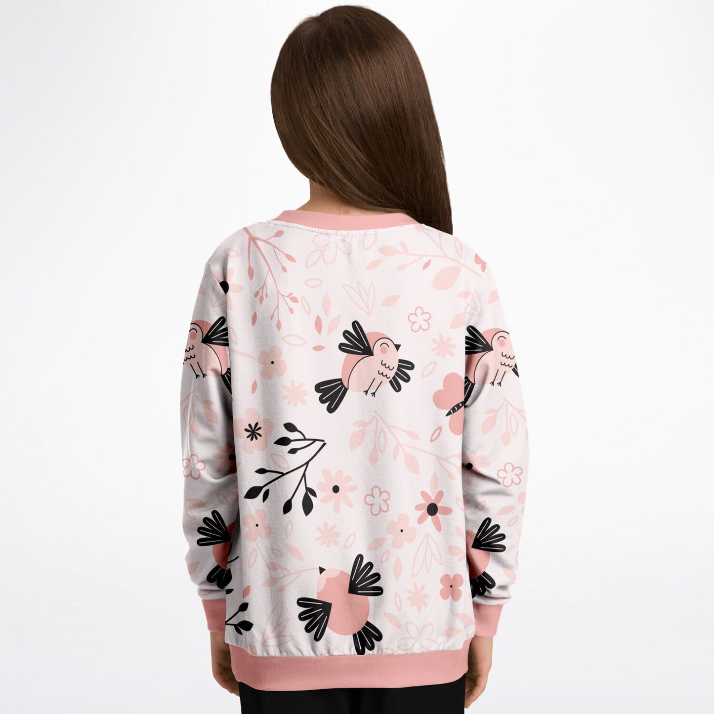 Spring Birds Pink Kids Sweatshirt