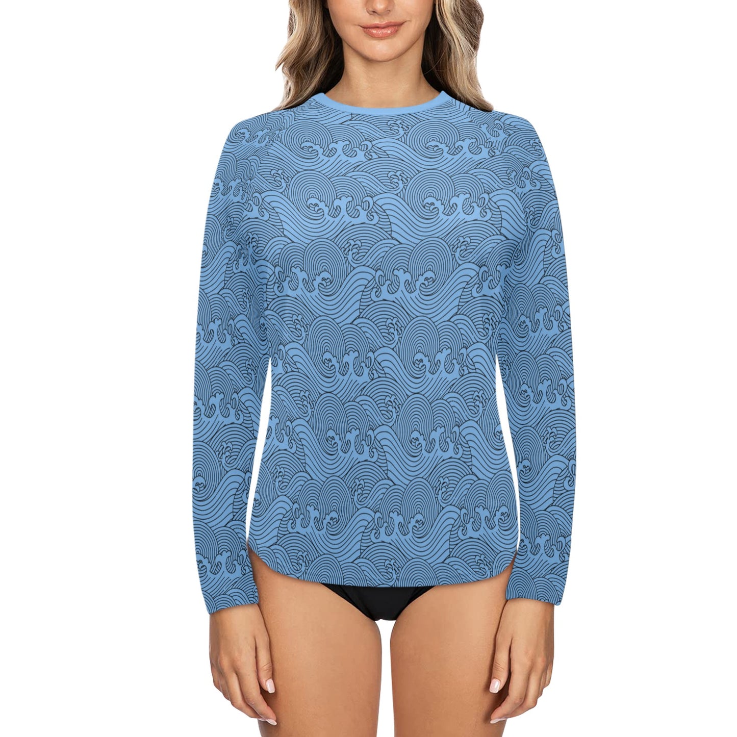 Soft Blue Waves Women's Swim Shirt