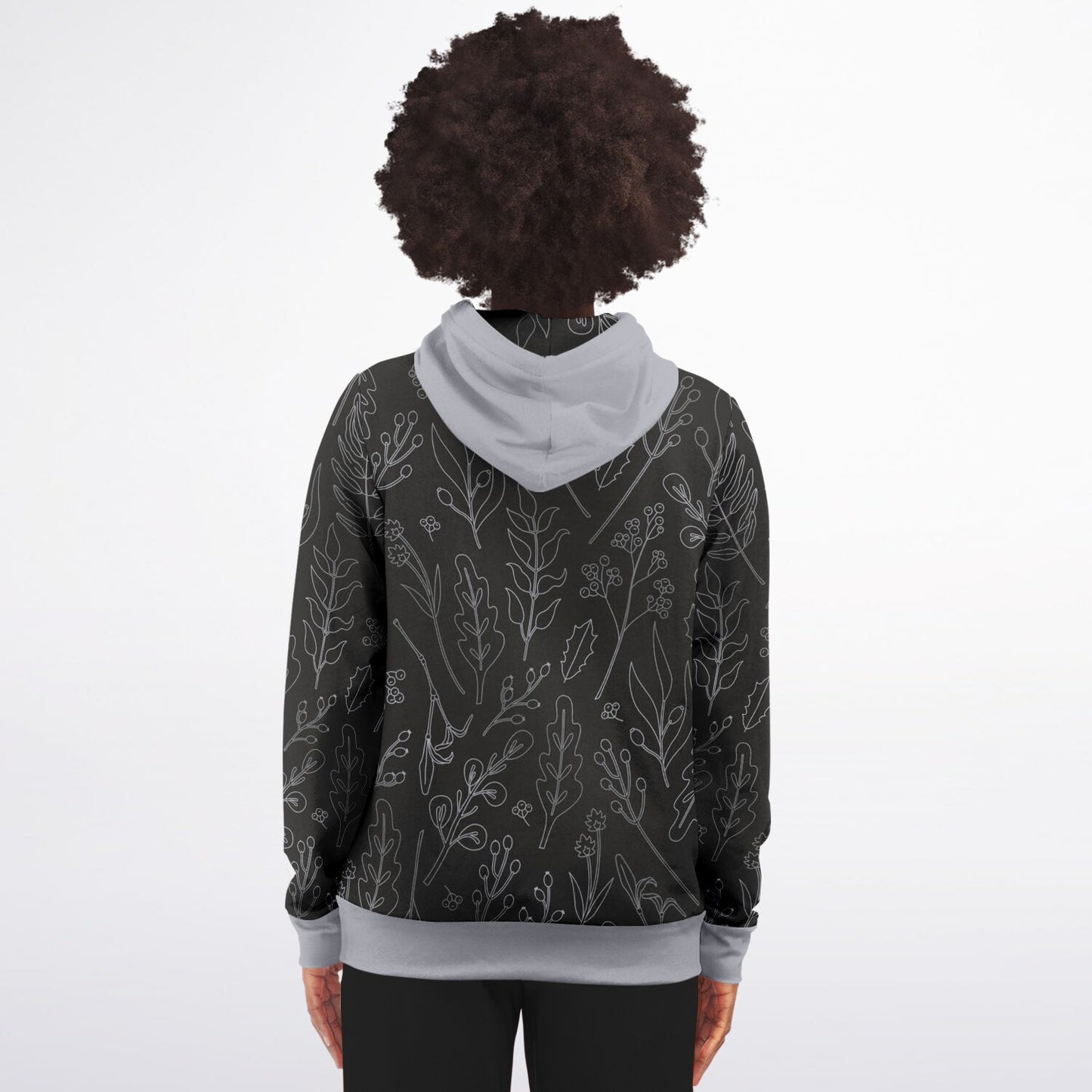 Black-Silver Zip Hoodie Unisex - silver hood