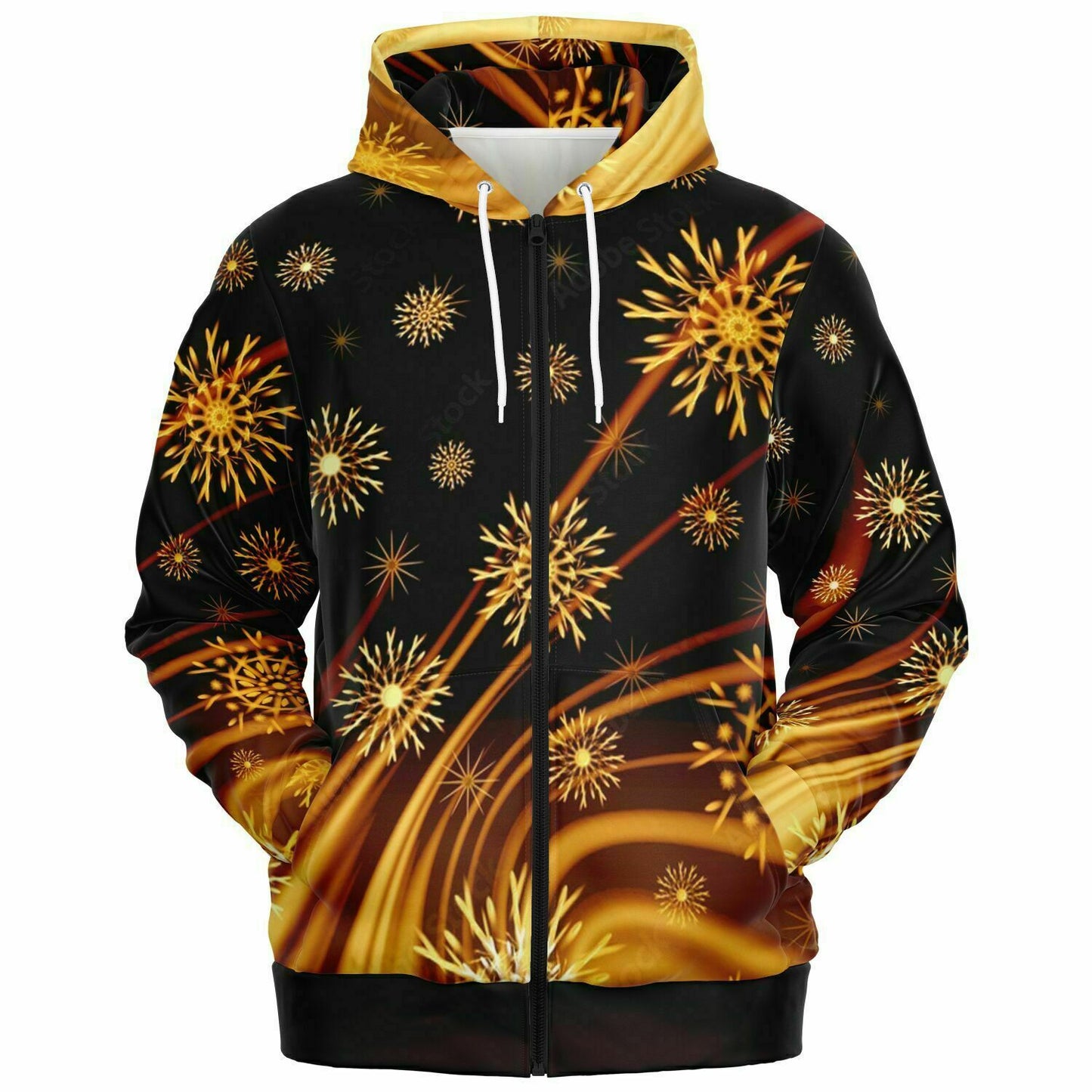 Gold Snowflakes Zip Hoodie