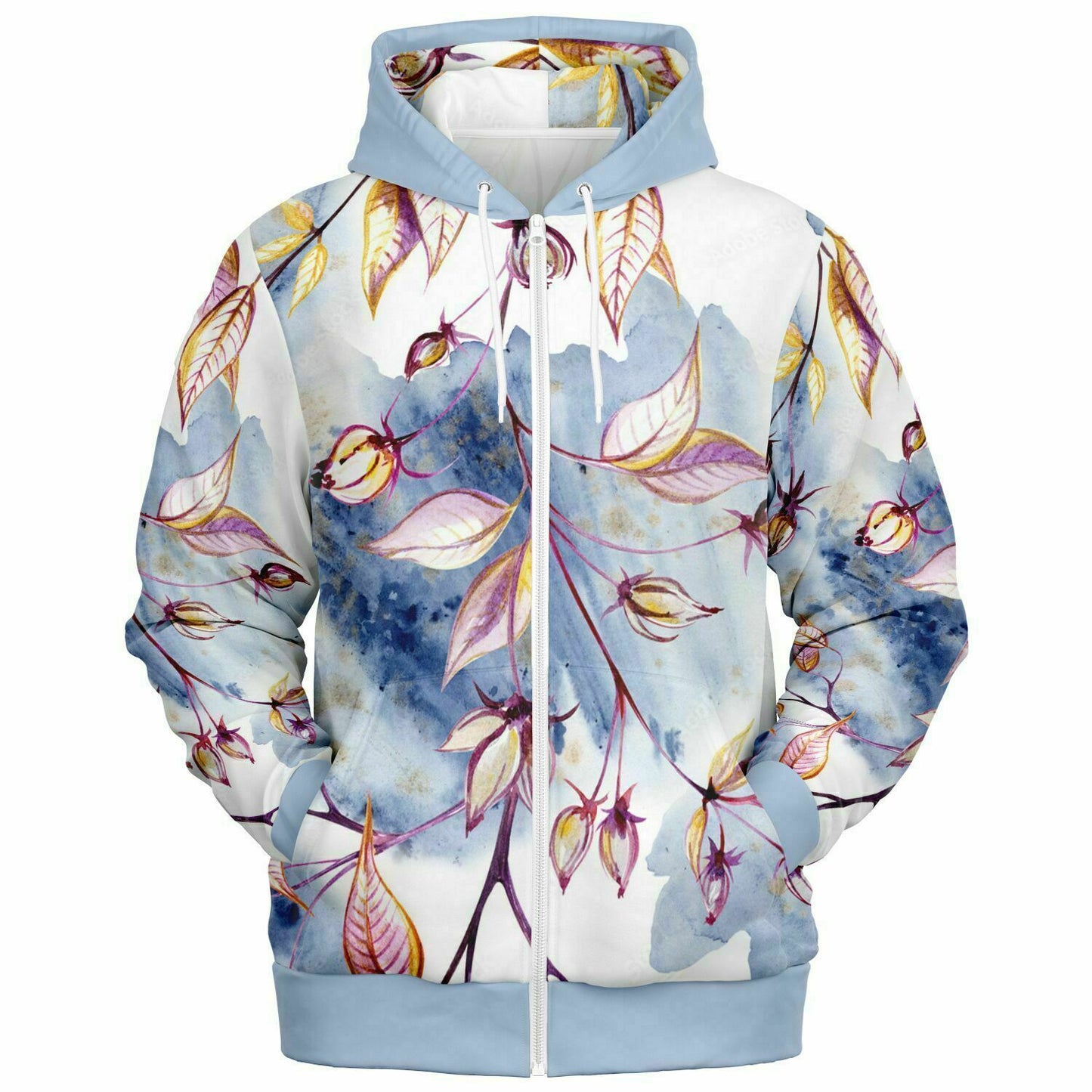 Blue Leaves Zip Hoodie