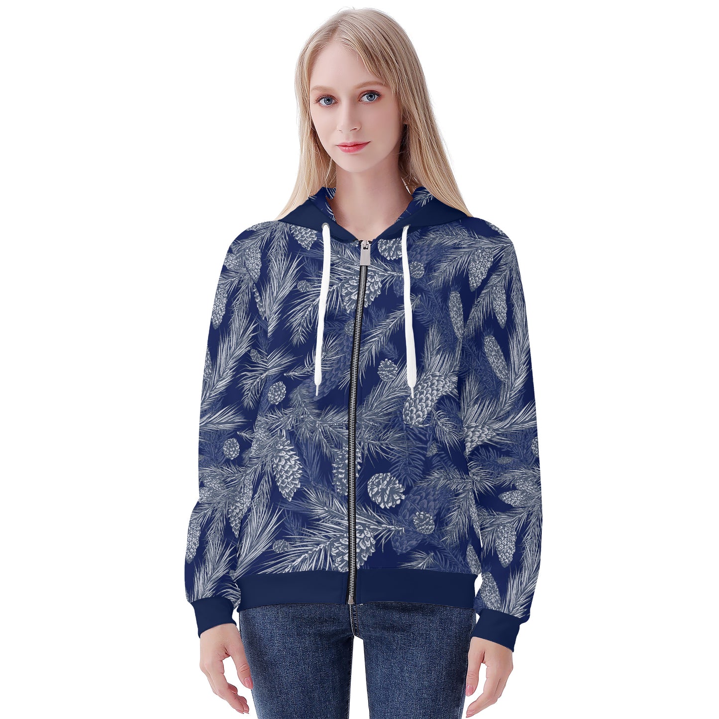 Dark Blue Spruce Women's  Zip Hoodie