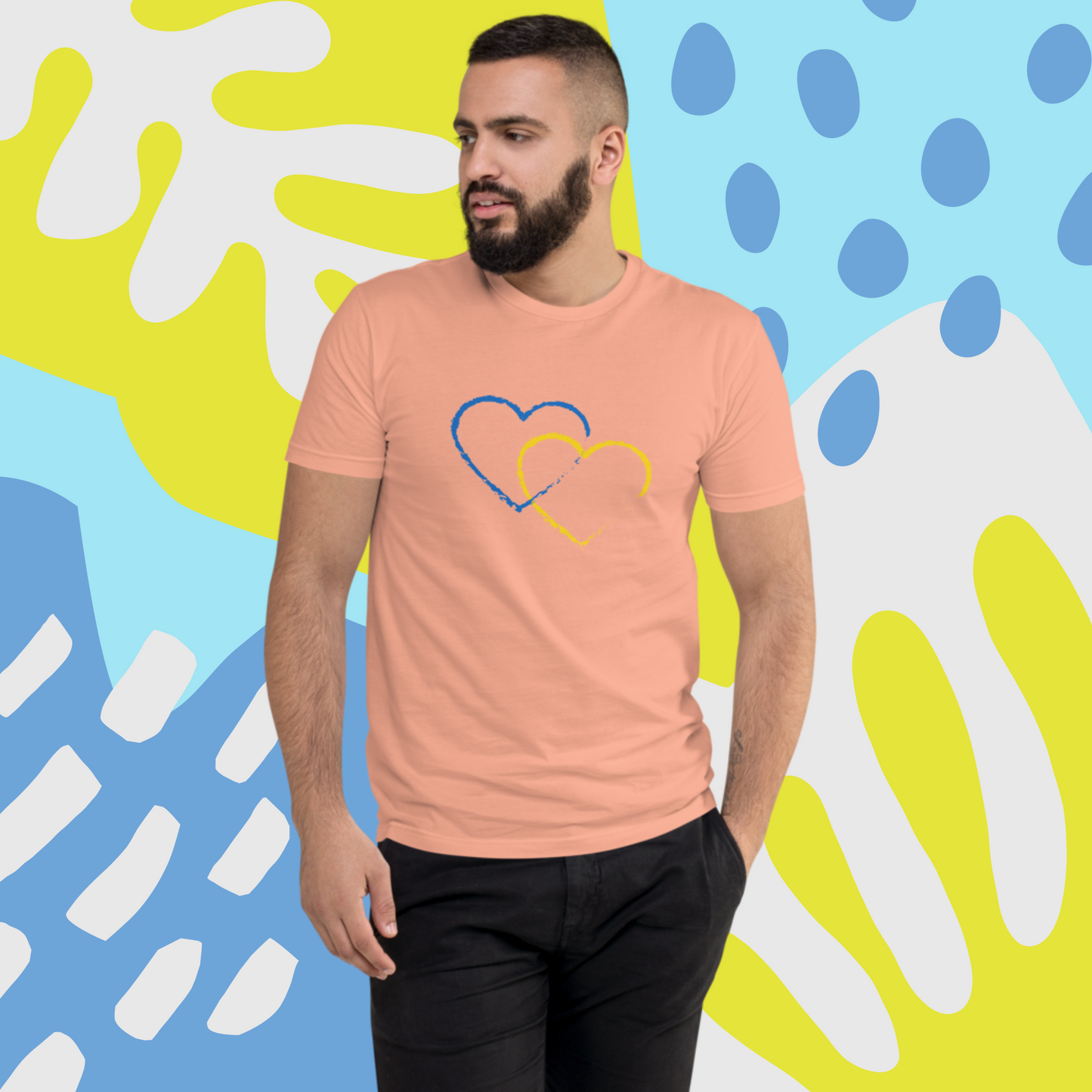 Ukraine Heart 2 Men Fitted T-shirt (8 colors)