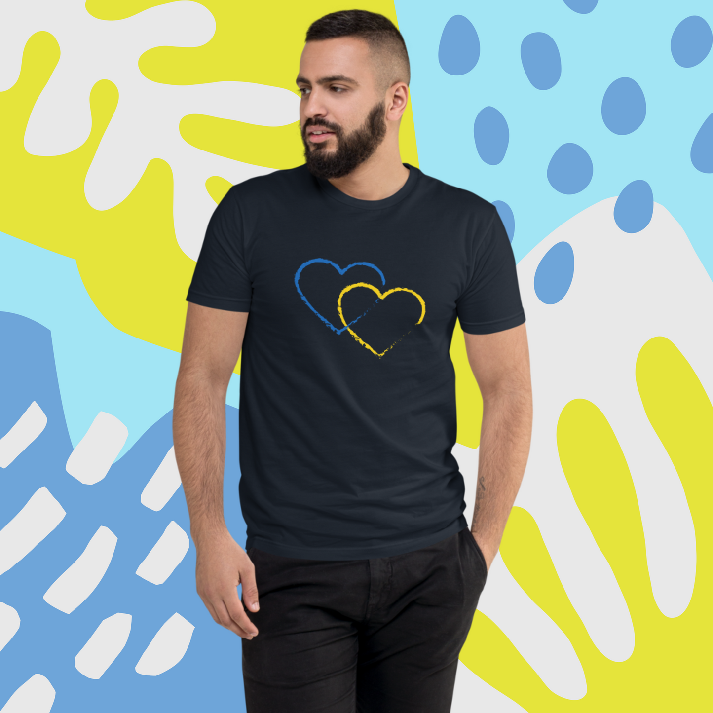 Ukraine Heart 2 Men Fitted T-shirt (8 colors)