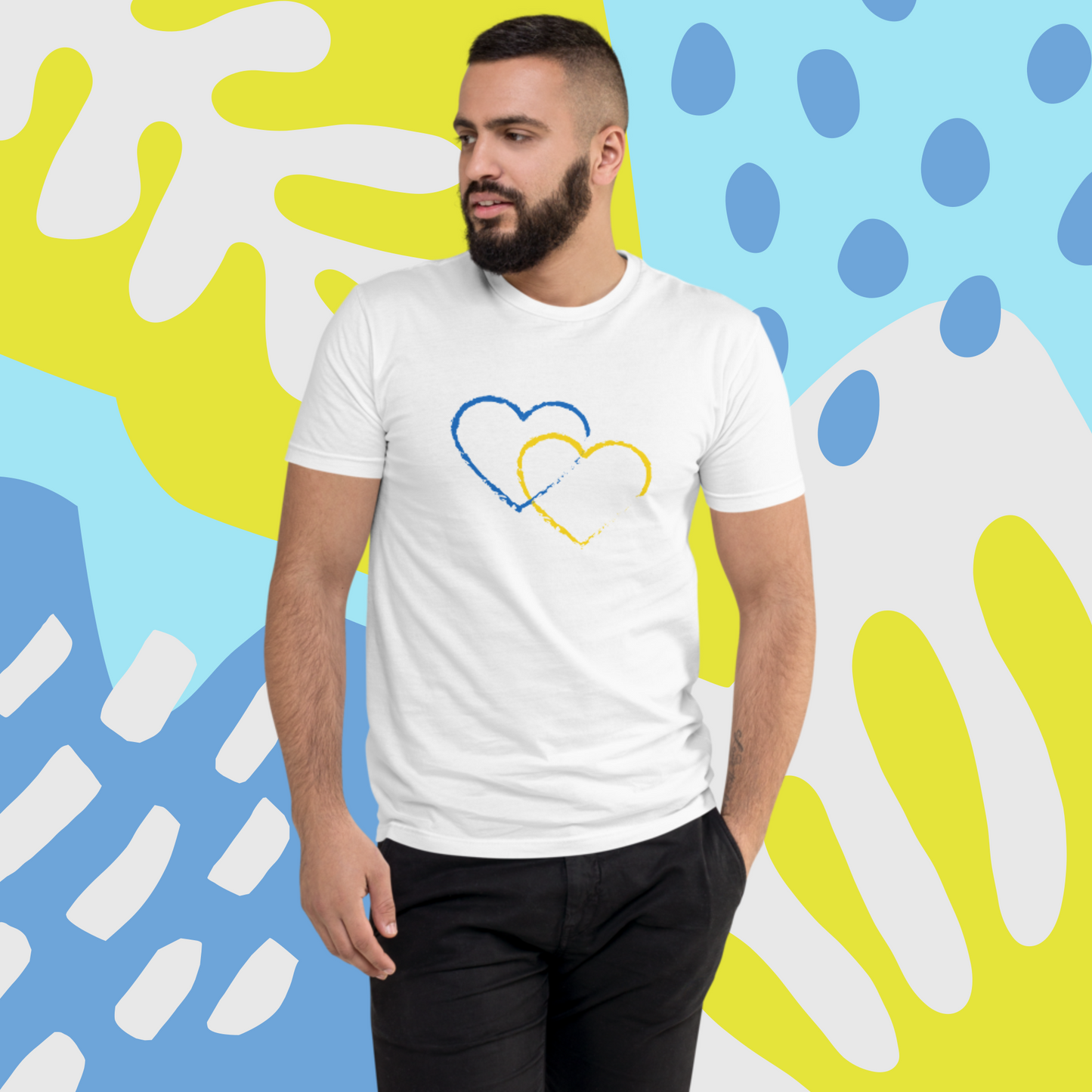 Ukraine Heart 2 Men Fitted T-shirt (8 colors)