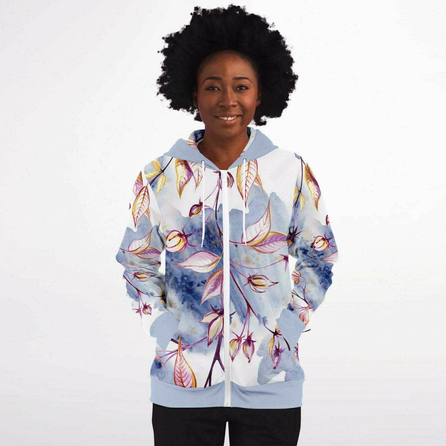 Blue Leaves Zip Hoodie - original