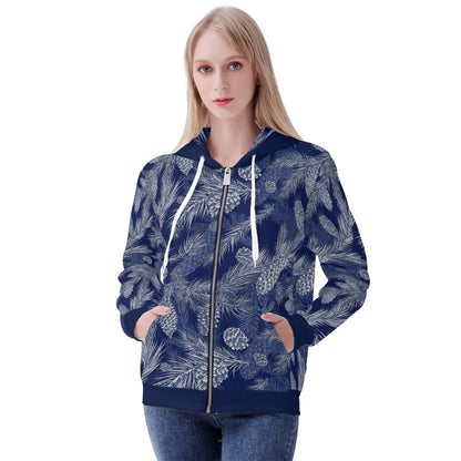 Dark Blue Spruce Women's  Zip Hoodie